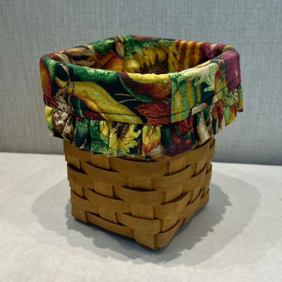 Longaberger Handwoven Basket 1996 Vegetable Cloth Liner Fall Tissue Spoon Rectan - Picture 1 of 9